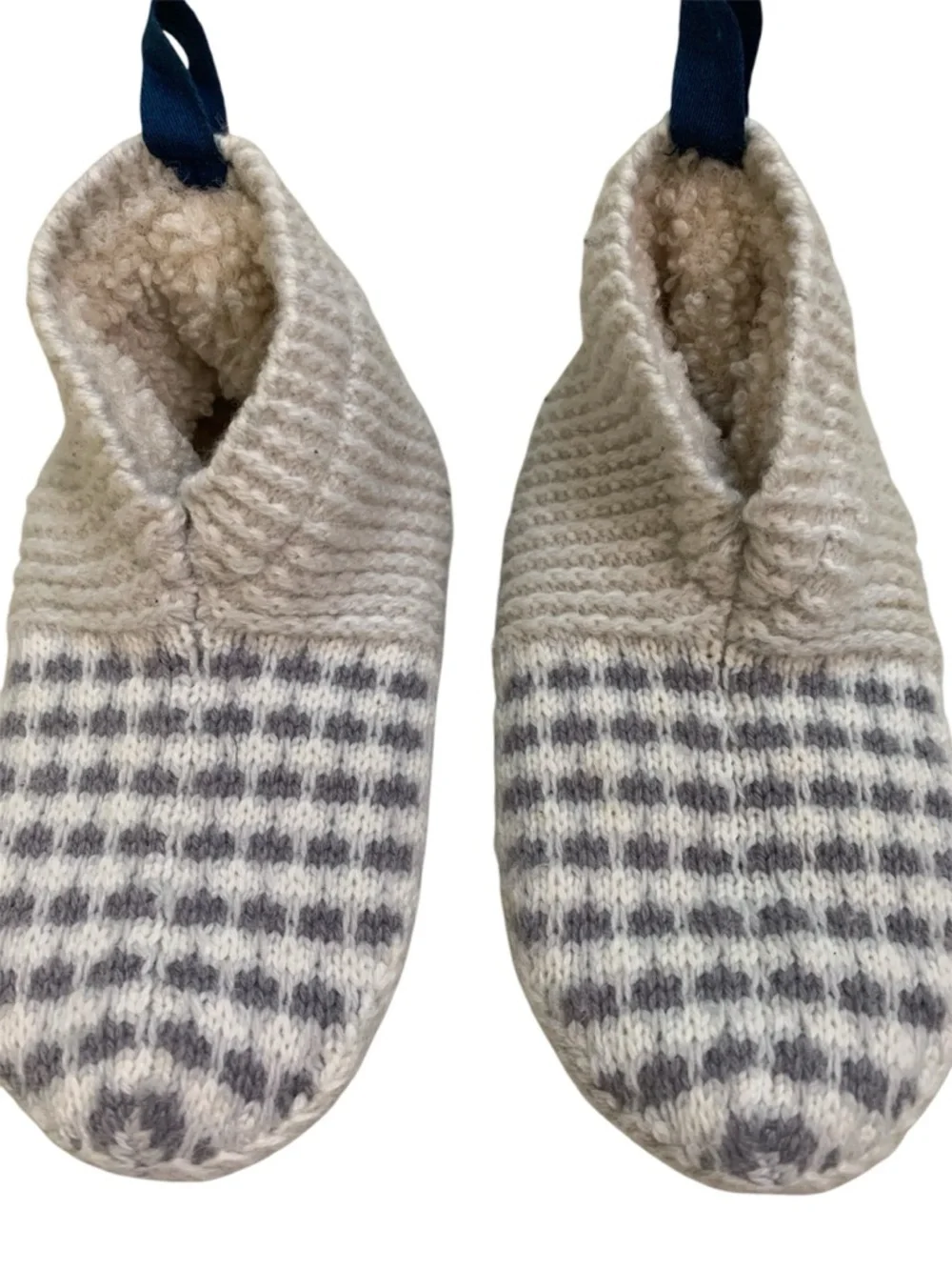 Bombas Gripper Slipper Socks‎ Toddler Kids 8-10 Grey White Knit Sherpa Lined
